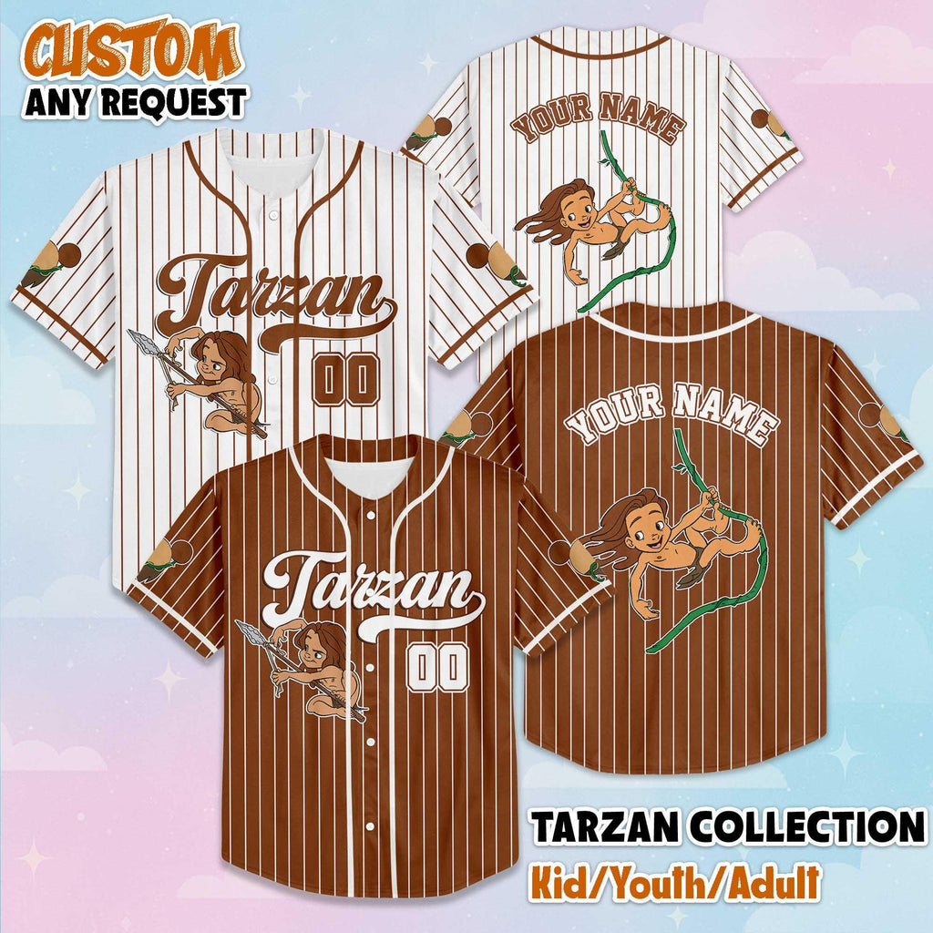 Personalized Tarzan Baseball Jersey, Custom Disney Tarzan Baseball Shirt, Matching Disney Trip Outfit, Disney Birthday Gift