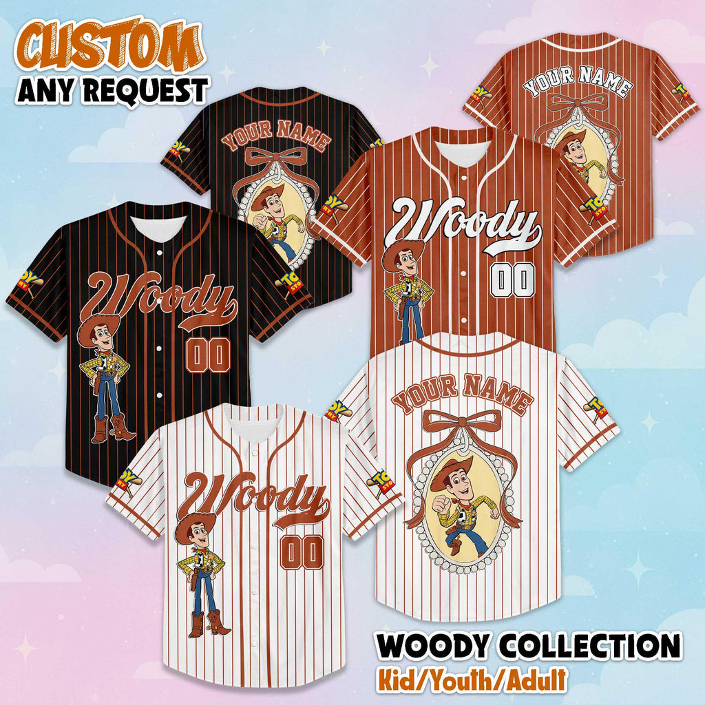 Custom Woody Baseball Jersey, Disney Toy Story Baseball Shirt, Matching Disney Trip Outfit, Birthday Gift