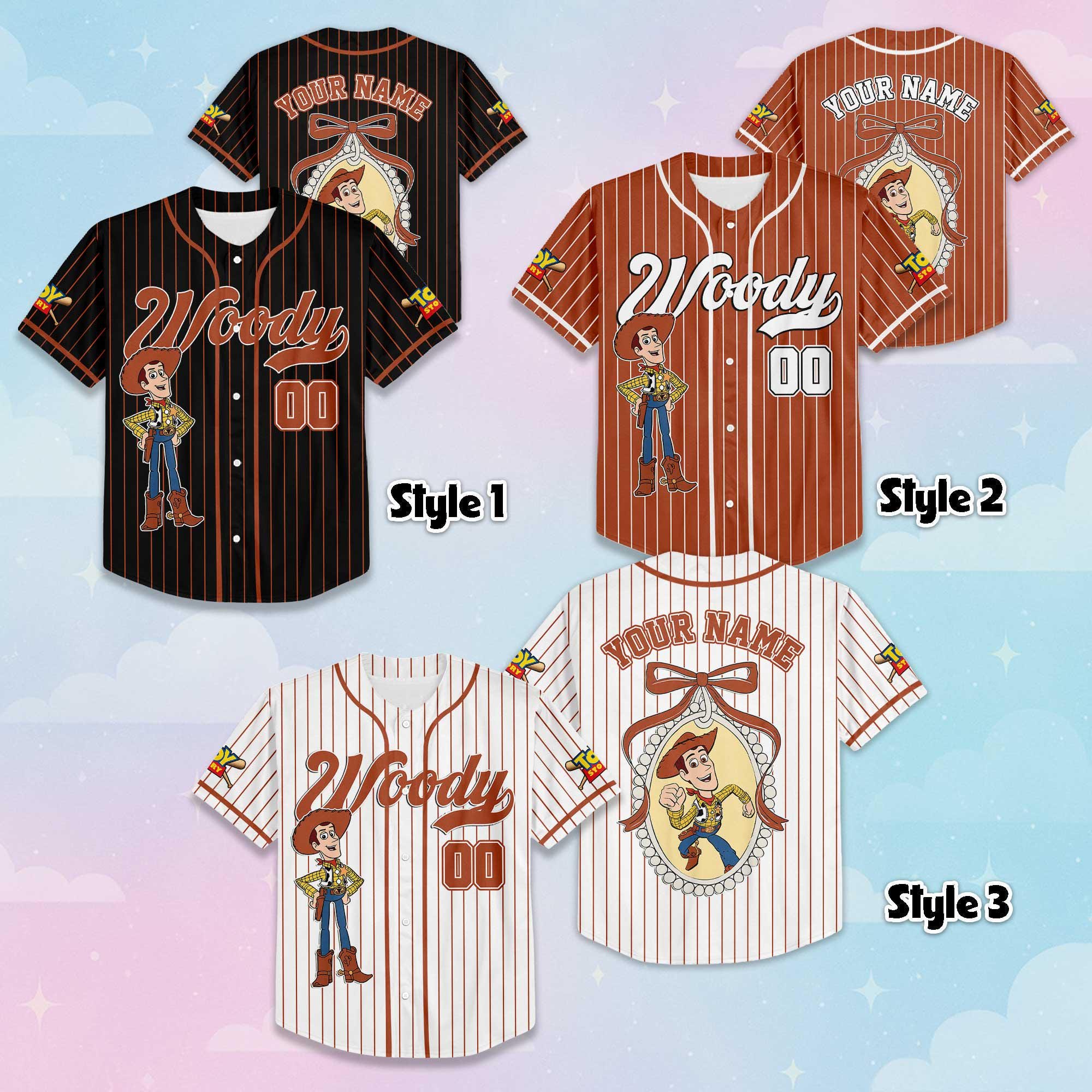 Custom Woody Baseball Jersey, Disney Toy Story Baseball Shirt, Matching Disney Trip Outfit, Birthday Gift