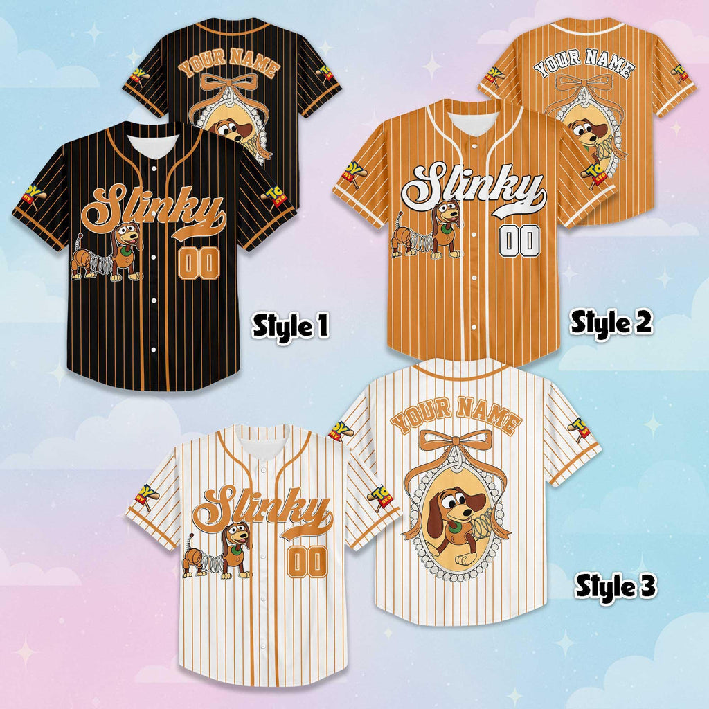 Custom Slinky Dog Baseball Jersey, Disney Toy Story Baseball Shirt, Matching Disney Trip Outfit, Birthday Gift