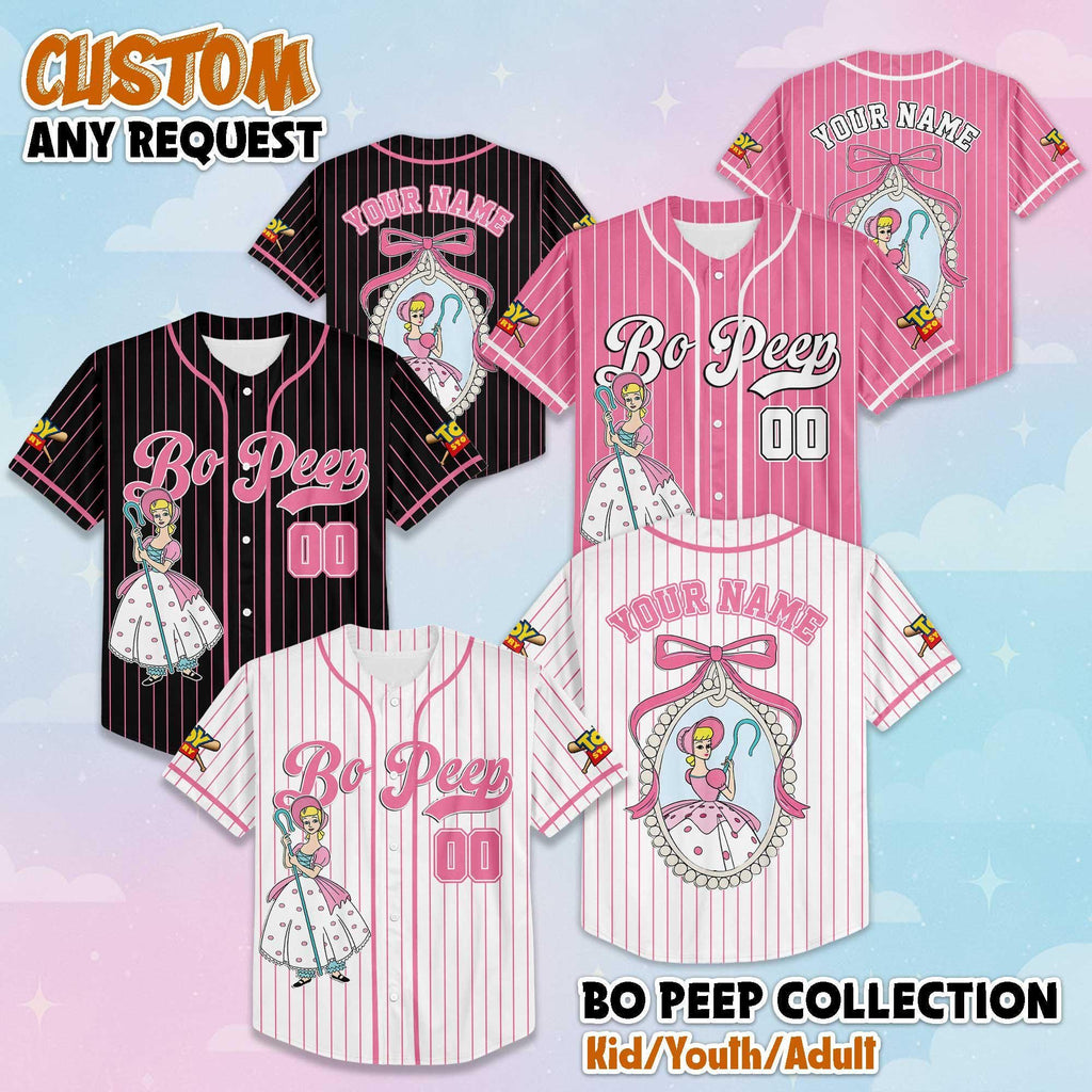 Custom Bo Peep Baseball Jersey, Disney Toy Story Baseball Shirt, Matching Disney Trip Outfit, Birthday Gift