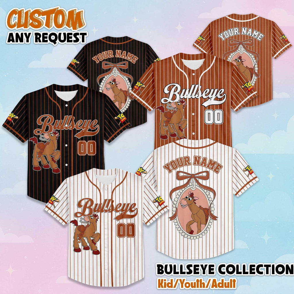 Personalized Bullseye Baseball Jersey, Custom Disney Toy Story Baseball Shirt, Matching Disney Trip Outfit, Birthday Gift