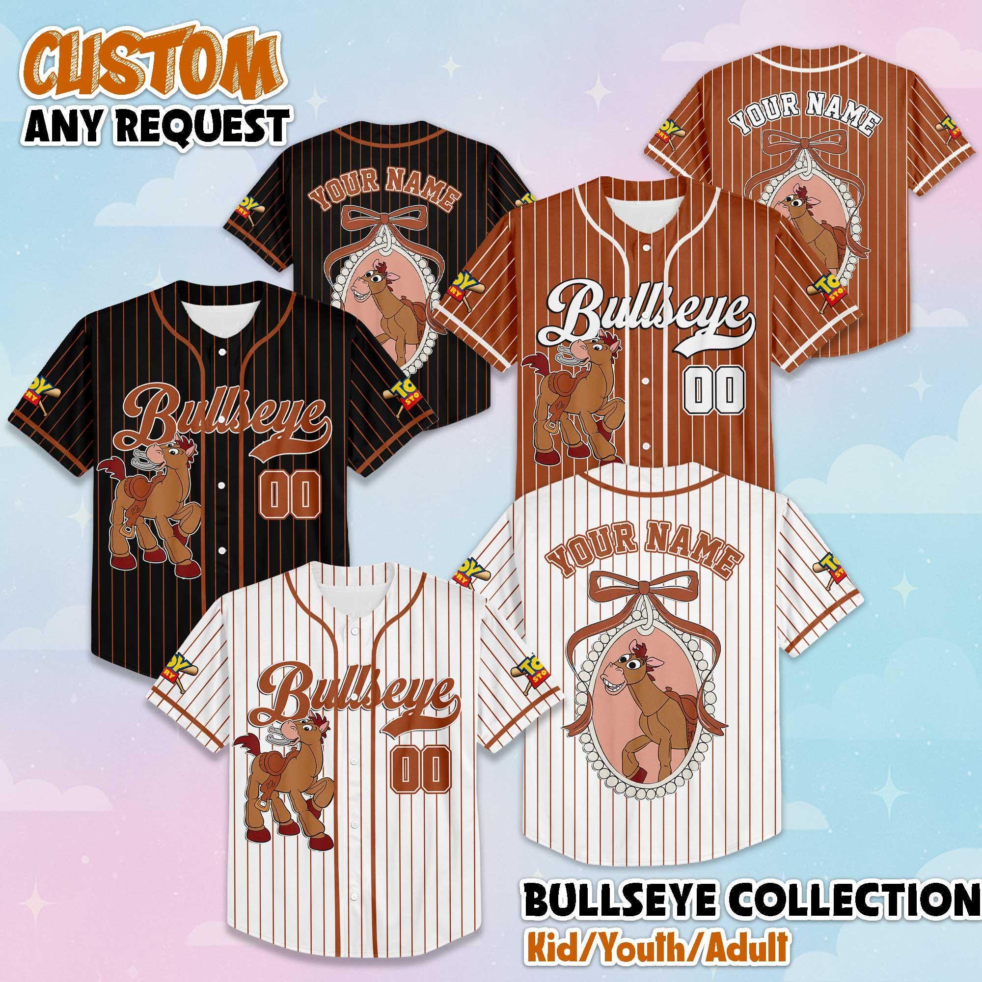 Personalized Bullseye Baseball Jersey, Custom Disney Toy Story Baseball Shirt, Matching Disney Trip Outfit, Birthday Gift