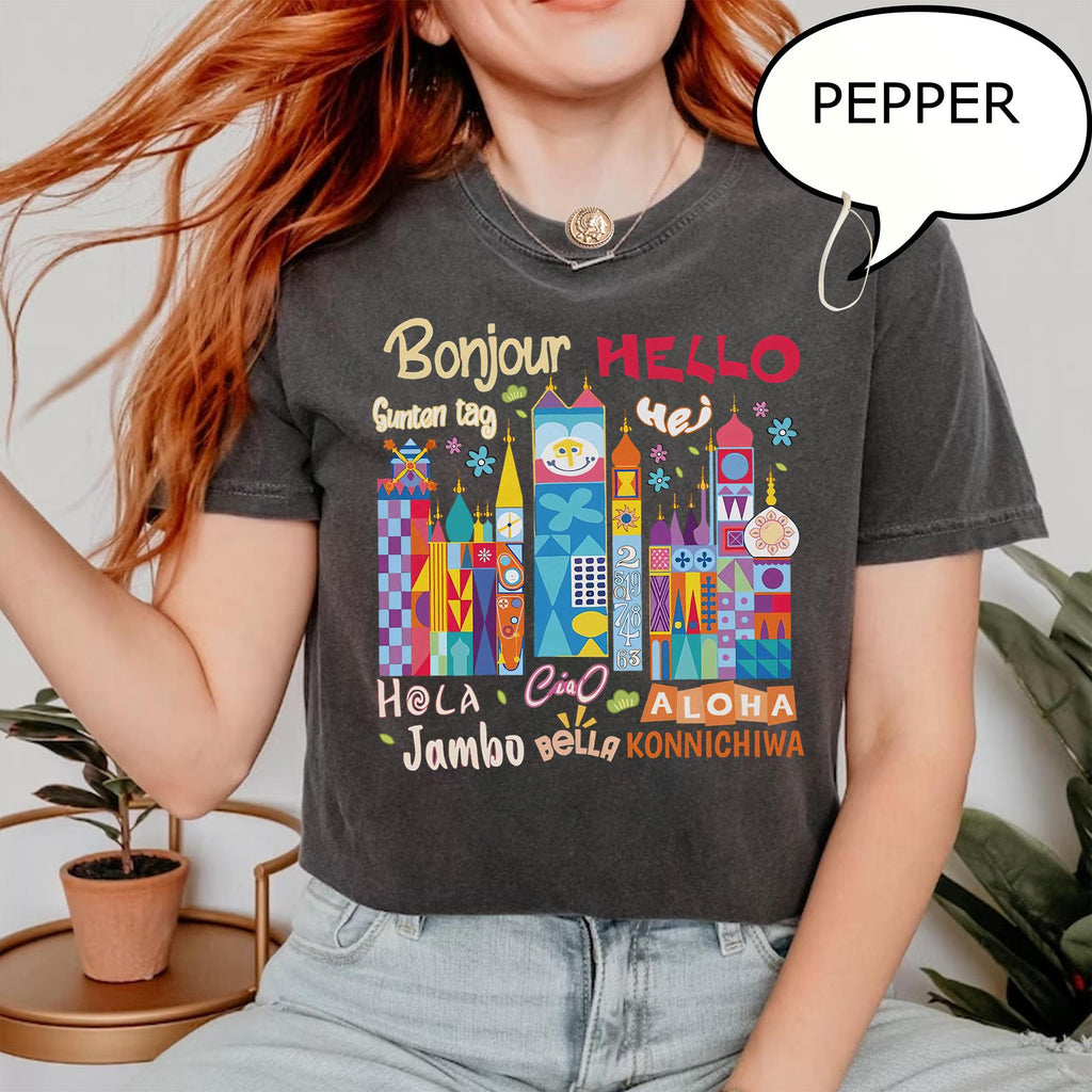 Comfort Color Disney Fantasyland Hello World Language Shirt, Disney It's Small World Matching Tee, Disneyland Park Family Trip 2026 Shirt