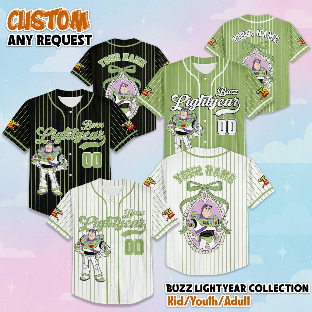 Custom Buzz Lightyear Baseball Jersey, Personalized Disney Toy Story Baseball Shirt, Matching Disney Trip Outfit, Disneyland Birthday Gift