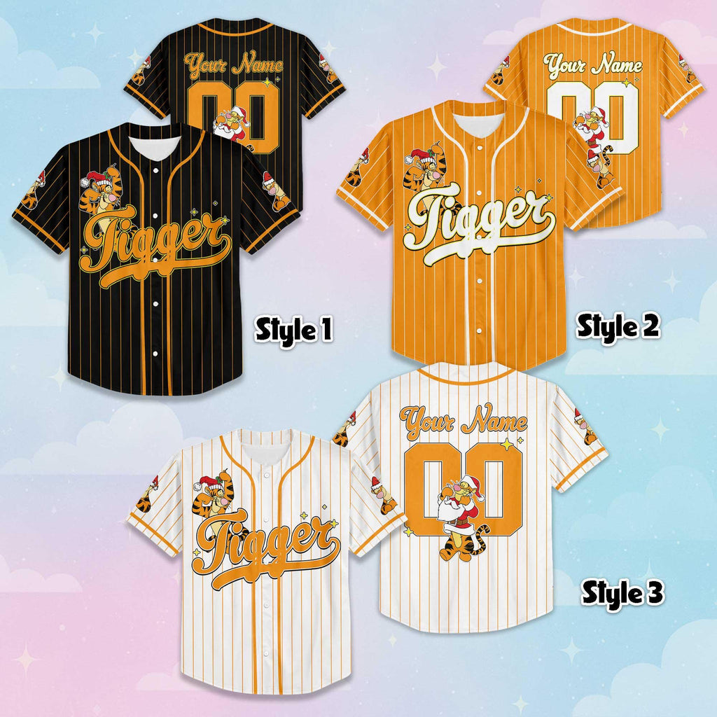 Personalized Tigger Baseball Jersey, Custom Disney Winnie the Pooh Shirt, Tigger Disney Outfit, Matching Family Jersey, Disneyland Trip Gift
