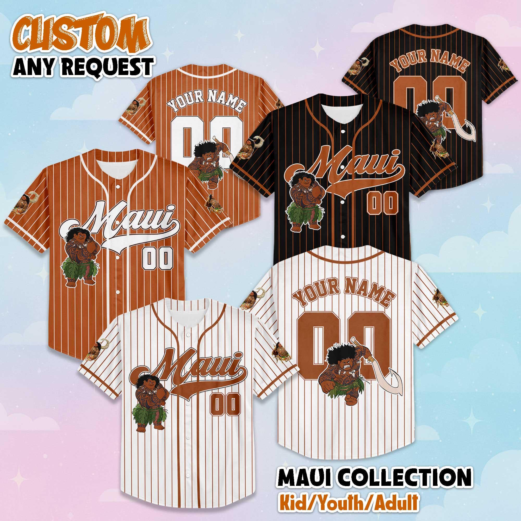 Personalized Disney Maui Baseball Jersey, Custom Moana Maui Shirt, Disneyland Baseball Team Outfit, Gift for Disney Fans