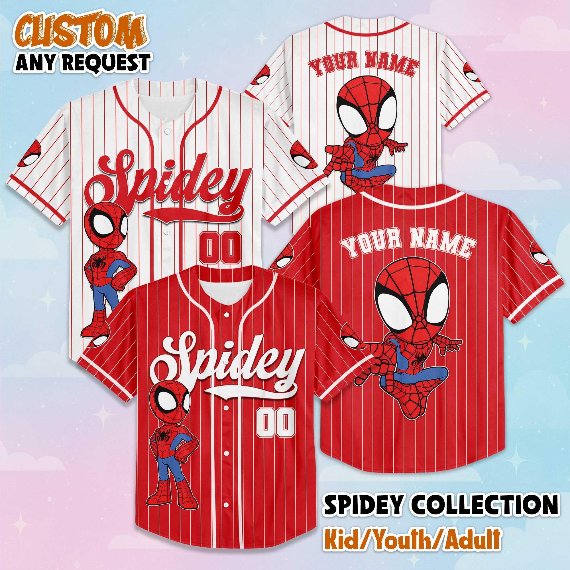Personalized Spidey Baseball Jersey, Superhero Team Shirt