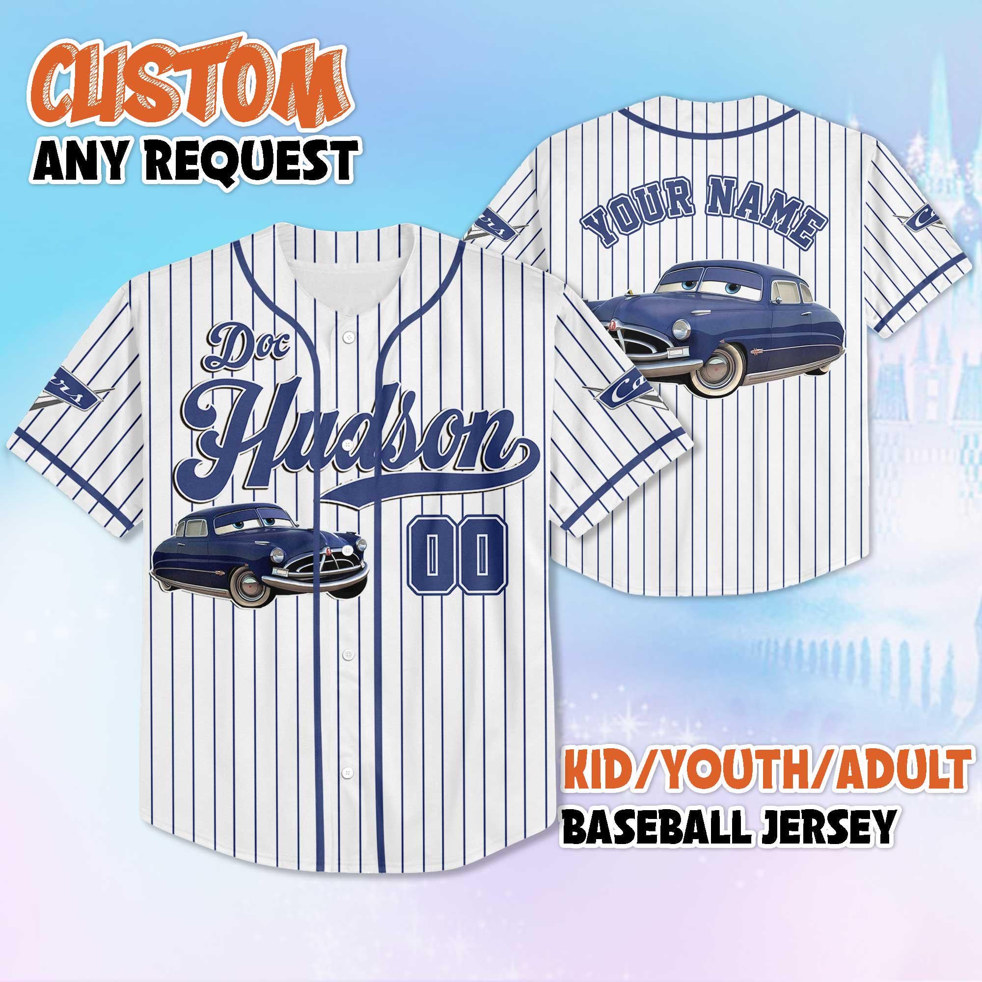 Custom Doc Hudson Baseball Jersey, Disney Cars Family Matching Outfit