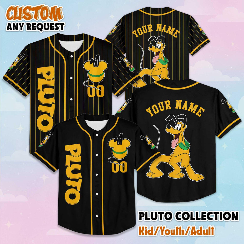 Personalized Pluto Baseball Jersey, Custom Disney Mickey and Friends Jersey, Disneyland Baseball Team Matching Outfit, Birthday Gift