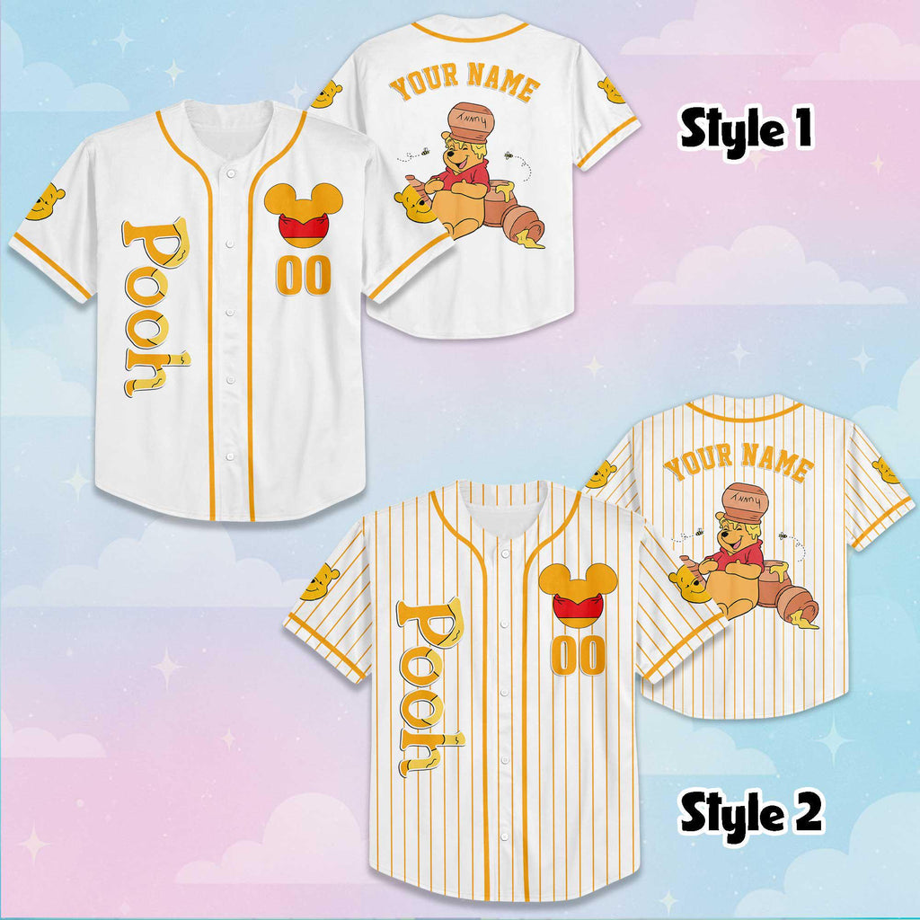 Personalized Winnie the Pooh Baseball Jersey, Custom Disney Winnie the Pooh Shirt, Matching Family Jersey, Birthday Gift
