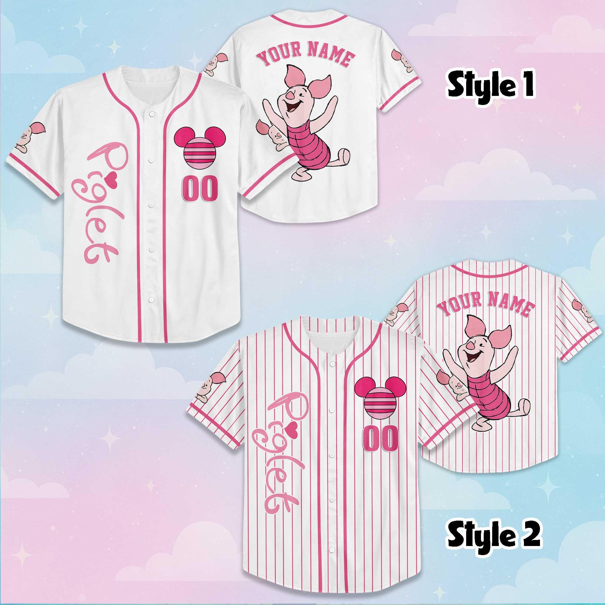 Custom Piglet Baseball Jersey, Personalized Disney Winnie the Pooh Shirt, Disneyland Baseball Team Matching Outfit, Birthday Gift