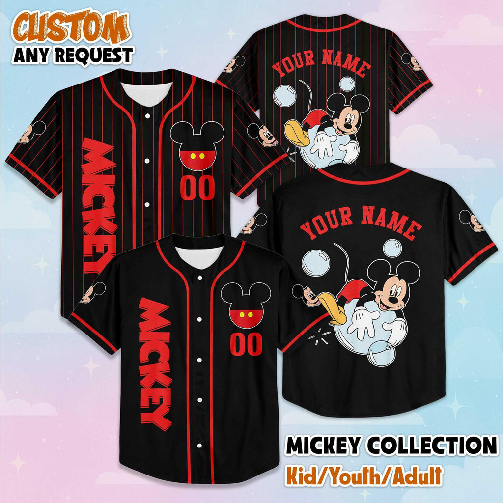 Personalize Mickey Mouse Baseball Jersey, Custom Disney Mickey Mouse Jersey, Disneyland Baseball Team Matching Outfit, Birthday Gift