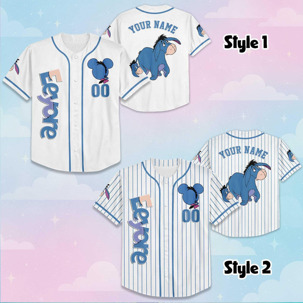 Personalized Eeyore Baseball Jersey, Custom Disney Winnie the Pooh Jersey, Family Matching Outfit, Birthday Gift
