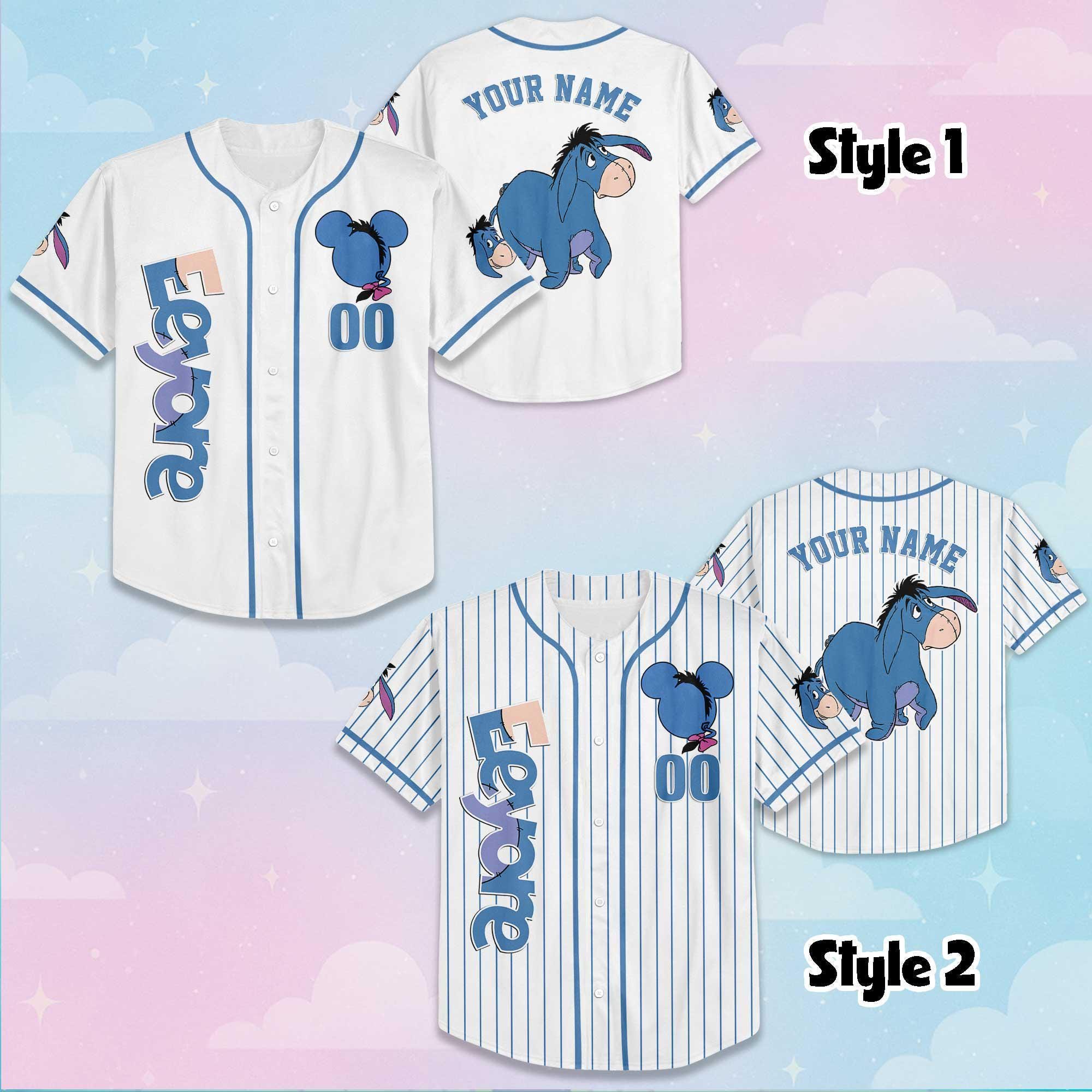Personalized Eeyore Baseball Jersey, Custom Disney Winnie the Pooh Jersey, Family Matching Outfit, Birthday Gift