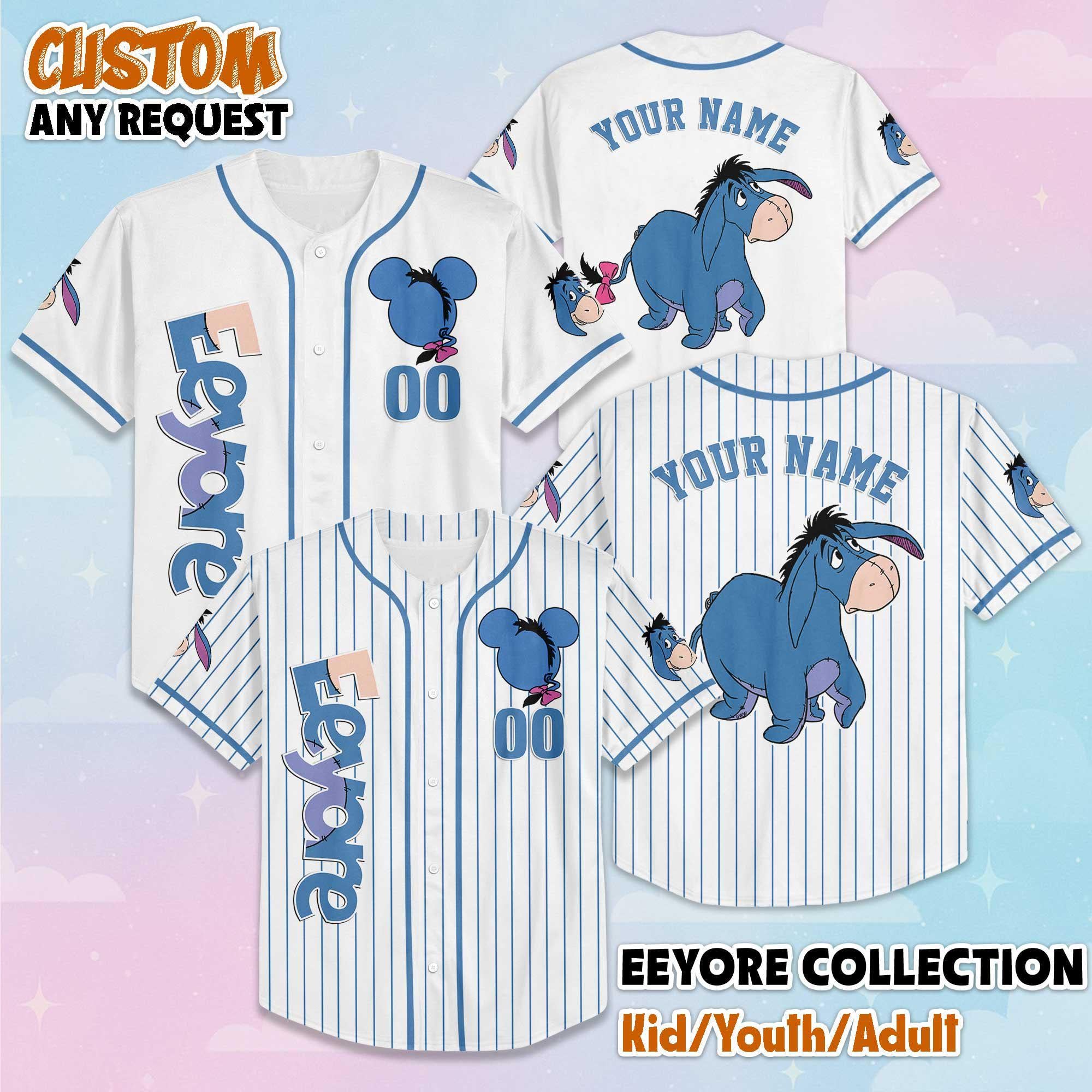 Personalized Eeyore Baseball Jersey, Custom Disney Winnie the Pooh Jersey, Family Matching Outfit, Birthday Gift
