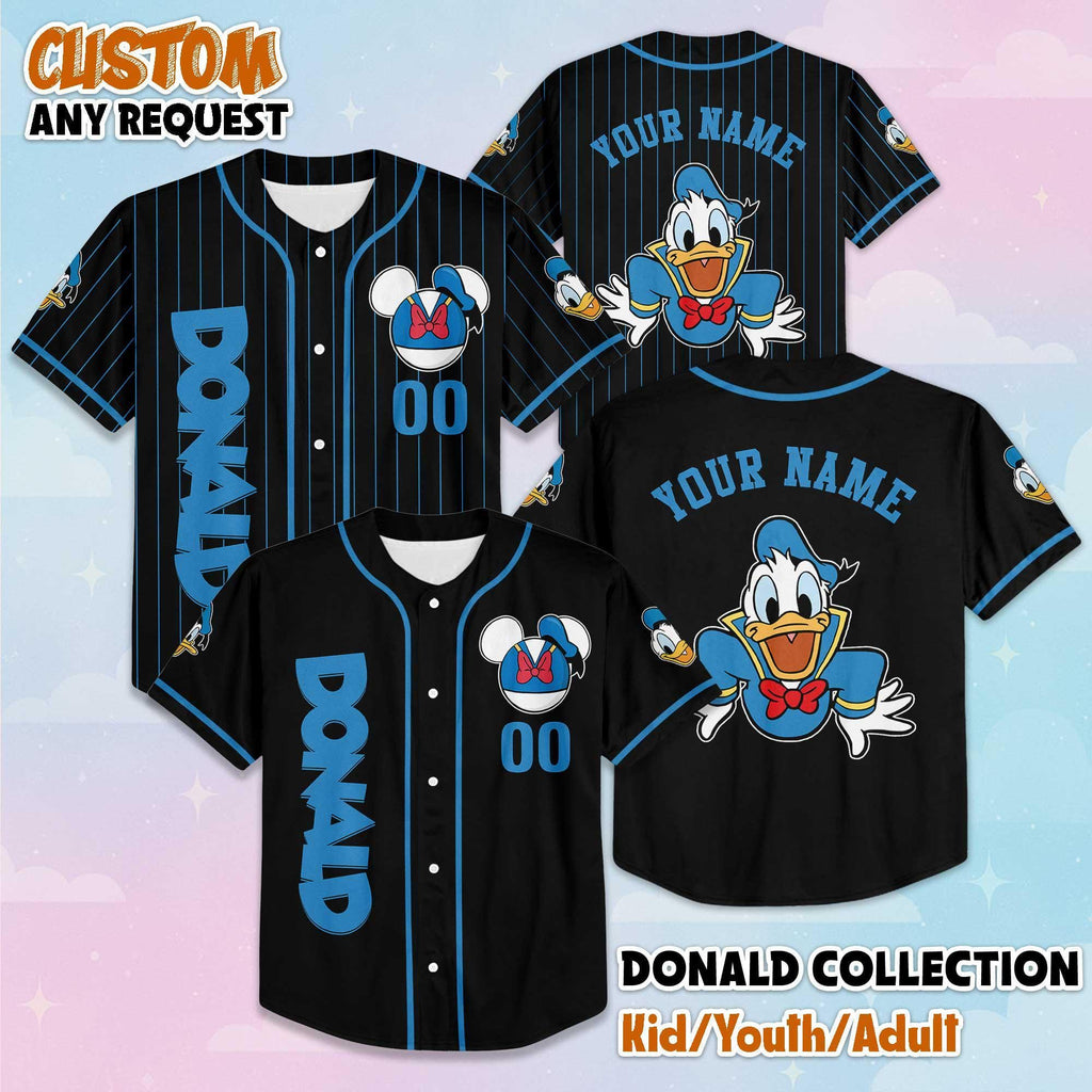Custom Donald Duck Baseball Jersey, Personalized Disney Daisy Duck Shirt, Disney Baseball Team Outfit, Birthday Gift