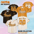 Personalized Bambi Baseball Jersey, Custom Disney Bambi Jersey Shirt, Baseball Team Outfit, Birthday Gift