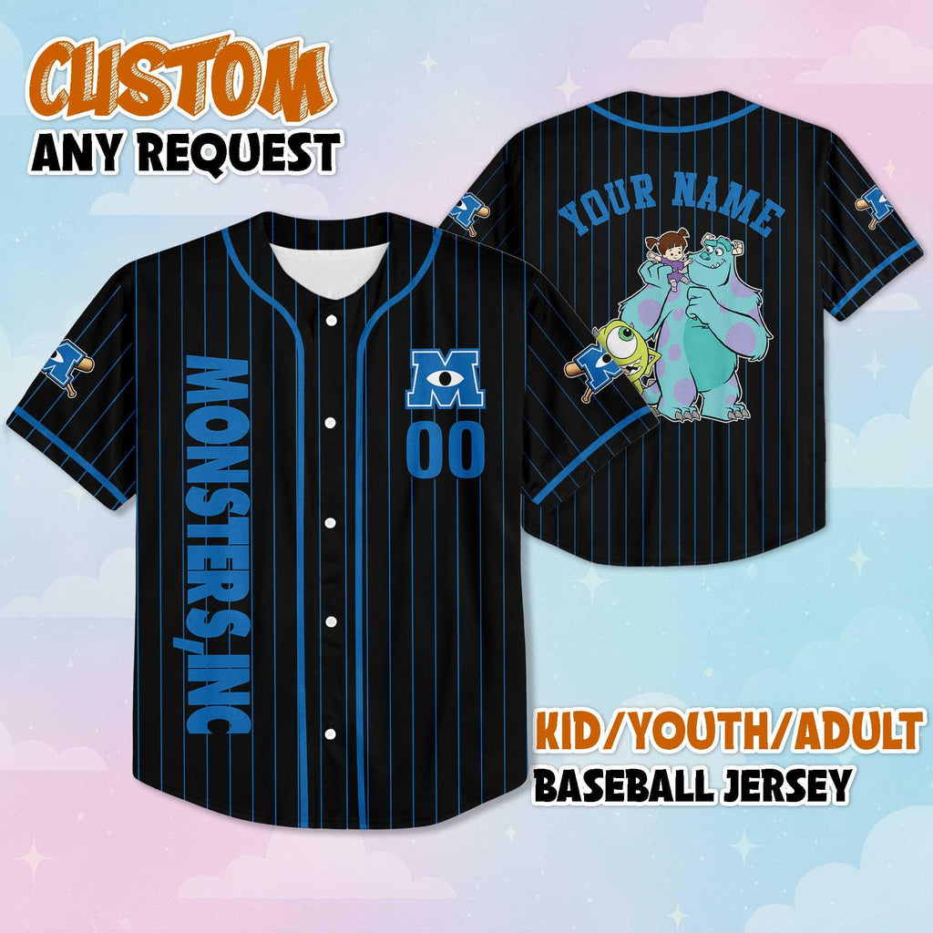 Personalized Monsters Inc Baseball Jersey, Disney Monsters Inc Jersey Shirt, Family Matching Outfit, Gift For Disney Fan