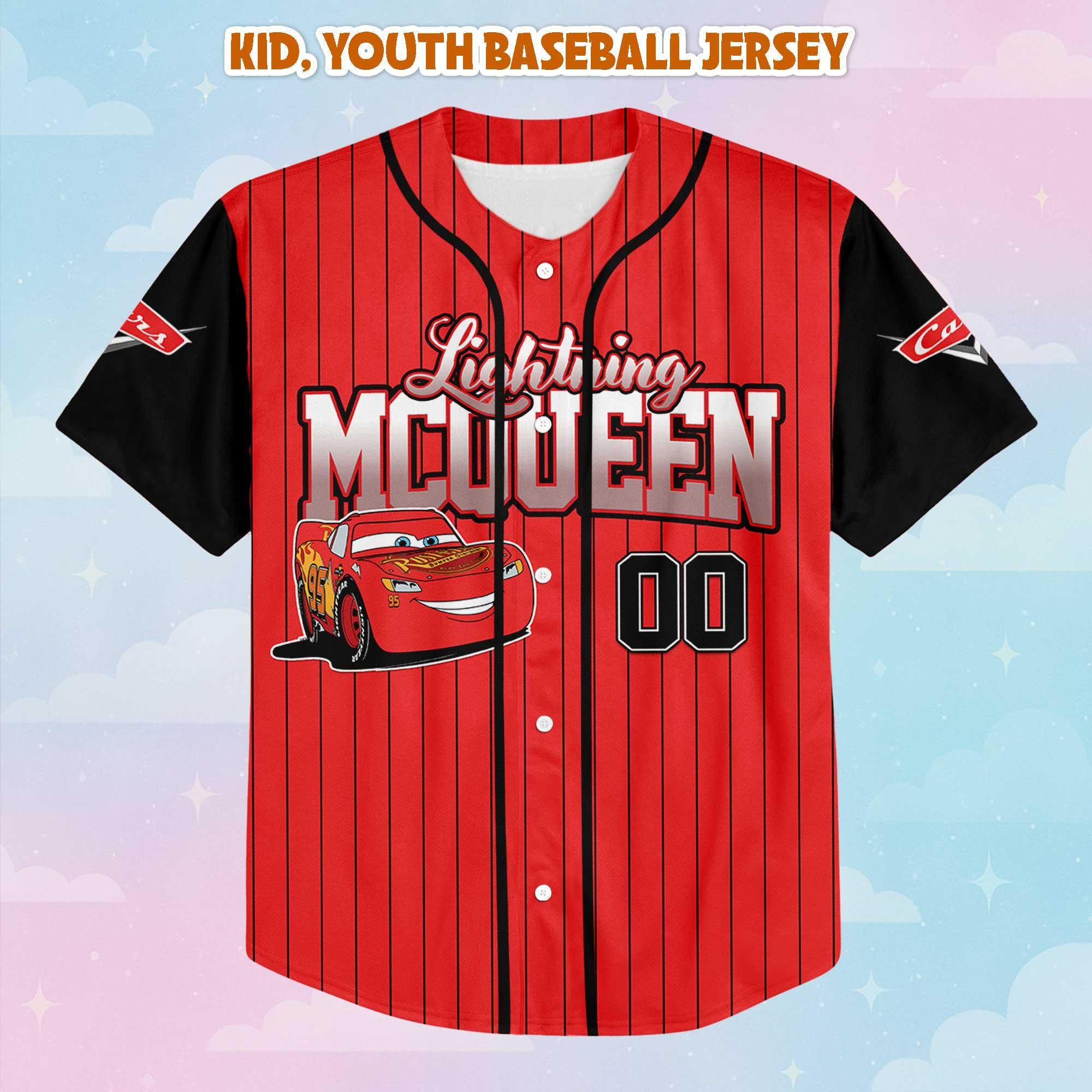 Custom Lightning McQueen Baseball Jersey, Disney Cars Baseball Shirt, Matching Disney Trip Outfit, Disneyland Birthday Gift