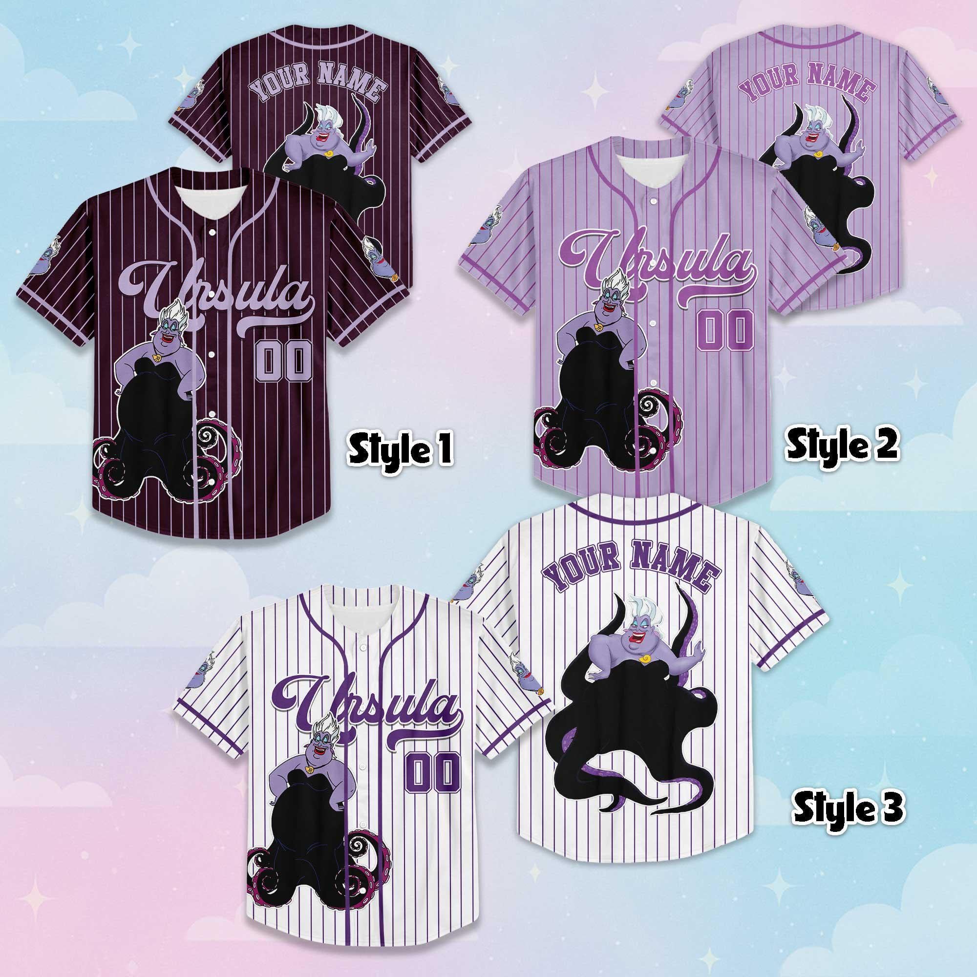 Custom Ursula Baseball Jersey, Custom Disney Little Mermaid Shirt, Ursula Holiday Outfit, Matching Disney Family Shirt