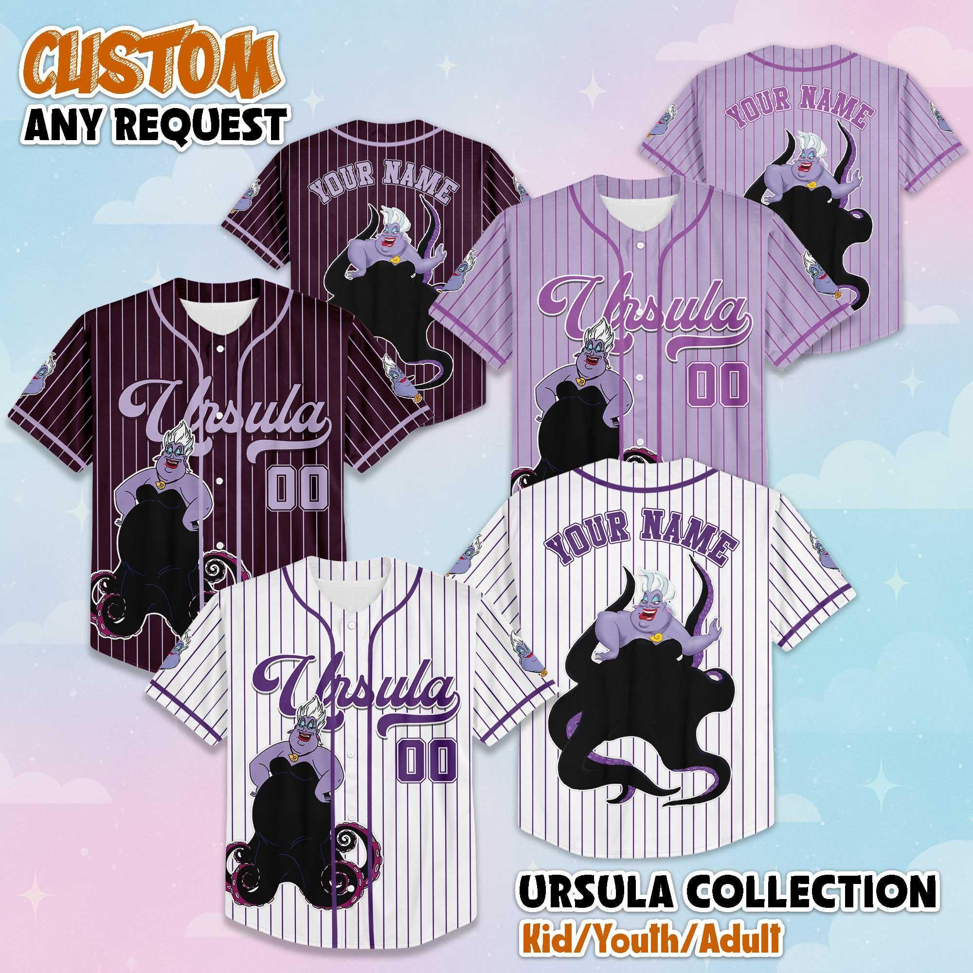 Custom Ursula Baseball Jersey, Custom Disney Little Mermaid Shirt, Ursula Holiday Outfit, Matching Disney Family Shirt