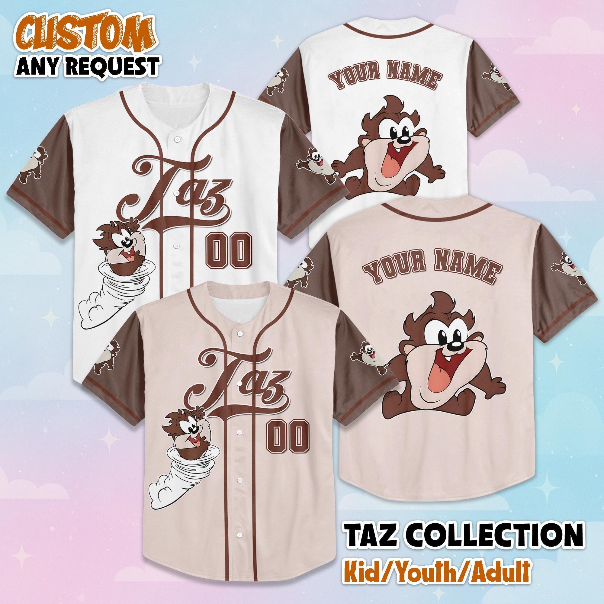 Personalized Baby Taz Baseball Jersey, Custom Looney Tunes Jersey, Family Matching Outfit, Birthday Gift