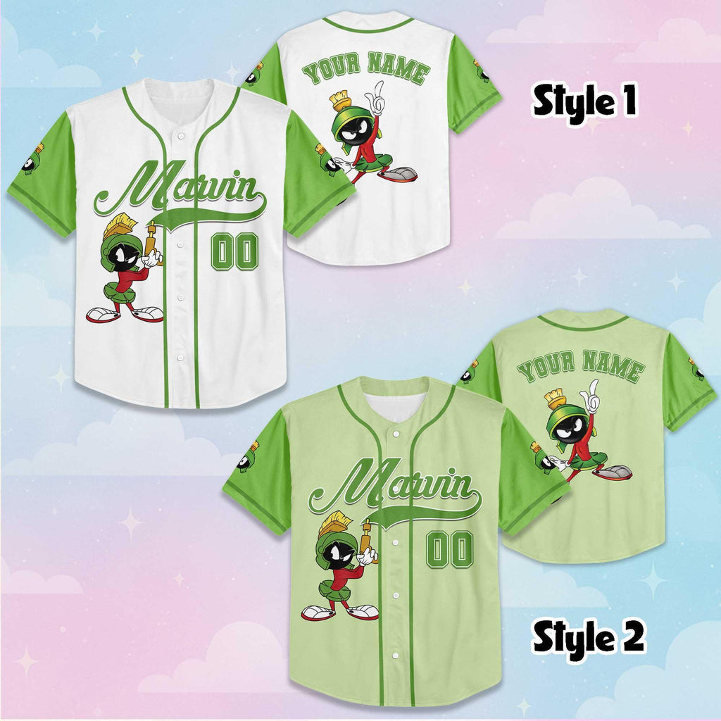 Personalized Marvin the Martian Baseball Jersey, Custom Looney Tunes Jersey, Family Matching Outfit, Birthday Gift