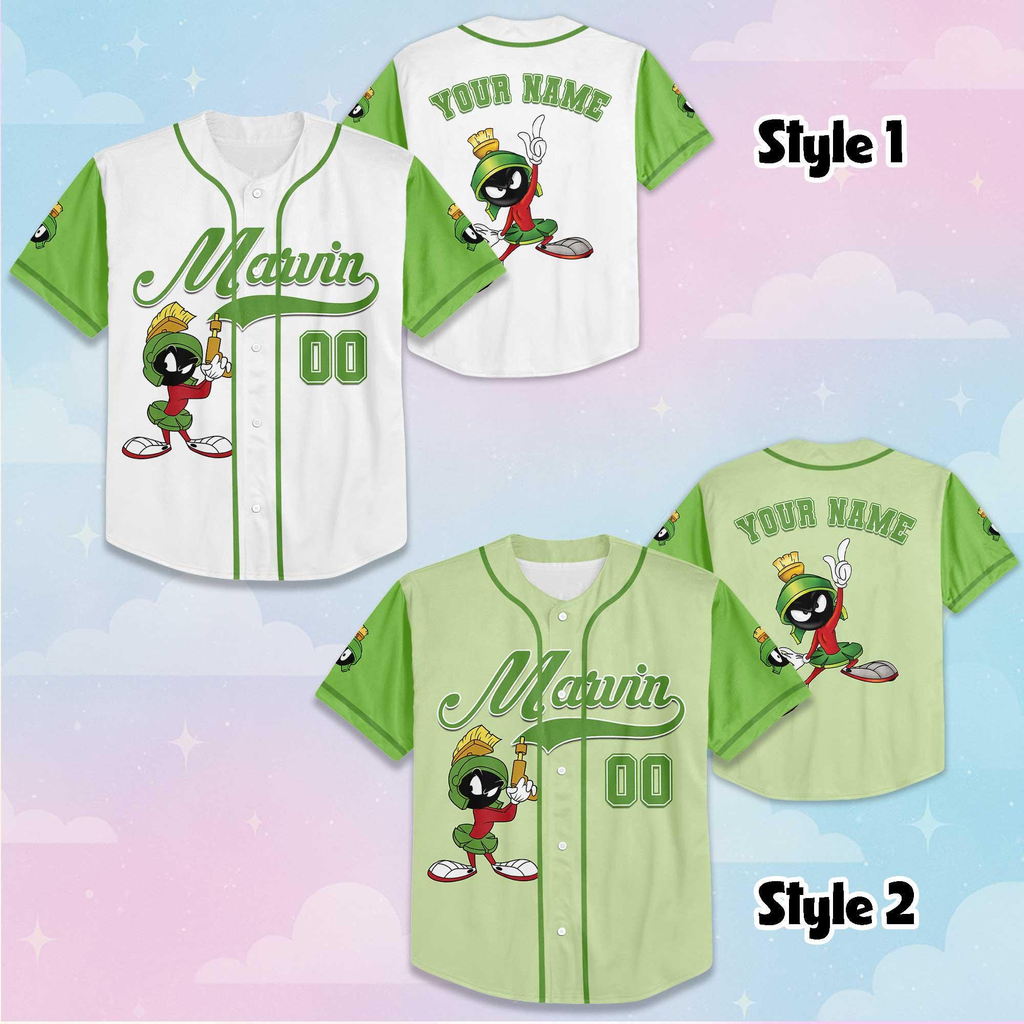 Personalized Marvin the Martian Baseball Jersey, Custom Looney Tunes Jersey, Family Matching Outfit, Birthday Gift