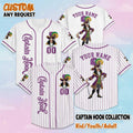 Custom Captain Hook Mardi Gras Baseball Jersey, Peter Pan Villain Jersey, Personalized Name Number Outfit for Kids Youth Adult