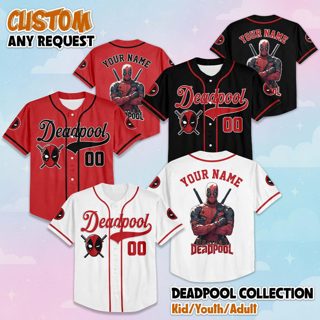 Custom Deadpool Baseball Jersey, Personalized Disney Superhero Deadpool Jersey Shirt