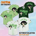 Personalized Buttercup Collection Baseball Jersey, The Powerpuff Girls Cartoon Outfit, Custom Kids, Youth, Adult, Cartoon Team Outfit