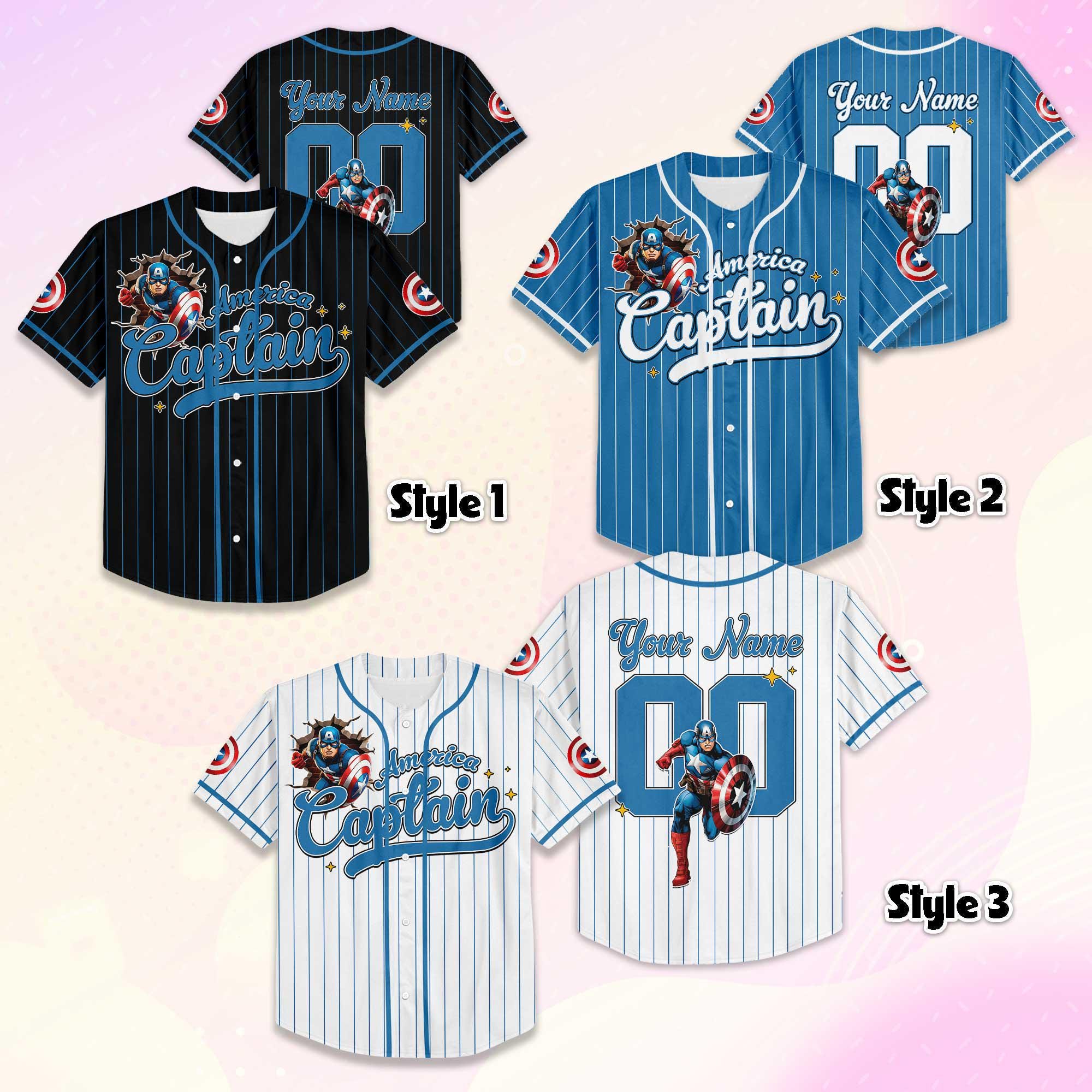 Personalize Captain America Baseball Jersey, Custom Disney Marvel Baseball Shirt, Matching Disney Trip Outfit, Gift for Marvel Fan