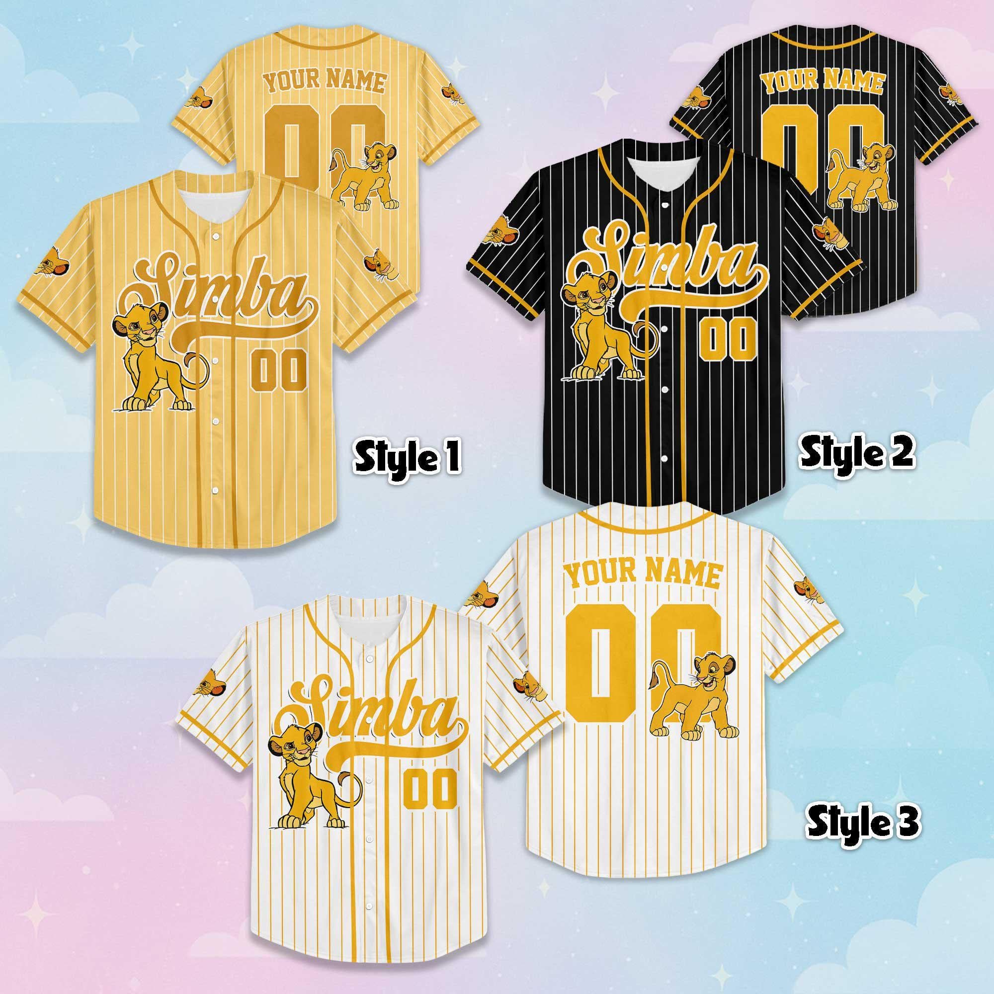 Custom Simba Collection Baseball Jersey, Disney The Lion King Jersey Shirt, Disney Jersey for Kids, Youth, Adults & Lion King Fans