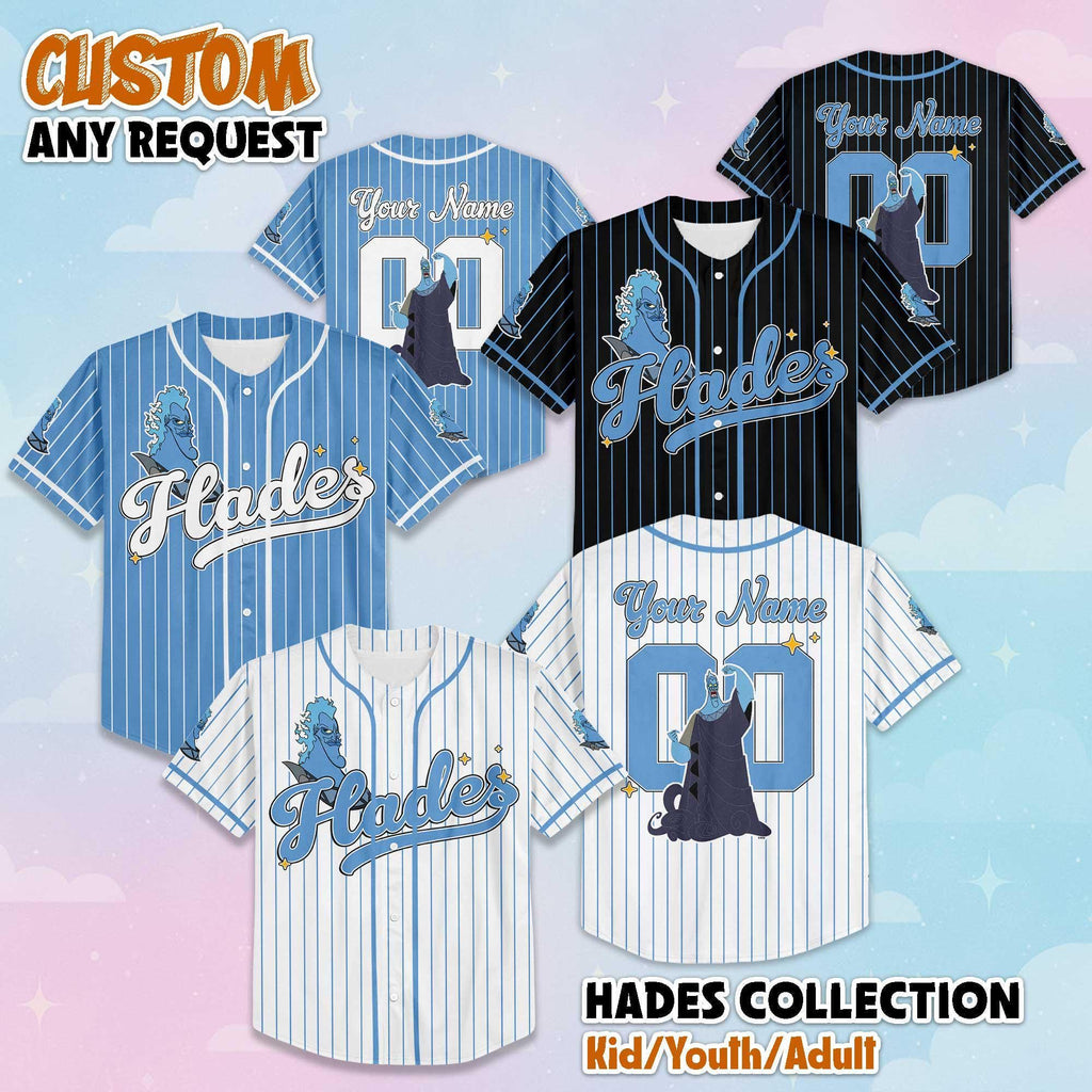 Custom Hades Baseball Jersey, Disney Hades Hercules Jersey, Personalized Hades Shirt, Family Matching Outfit