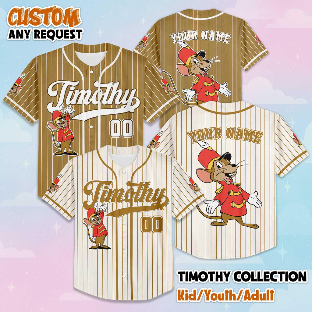 Custom Timothy Q Mouse Baseball Jersey, Disney Dumbo Jersey, Personalized Timothy Q Mouse Shirt, Family Matching Outfit