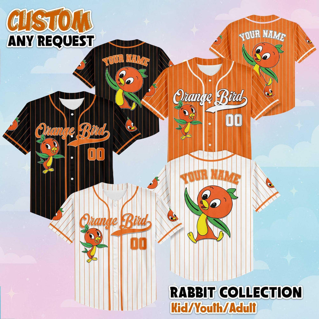 Personalized Orange Bird Baseball Jersey, Custom Disney Jersey, Family Matching Outfit