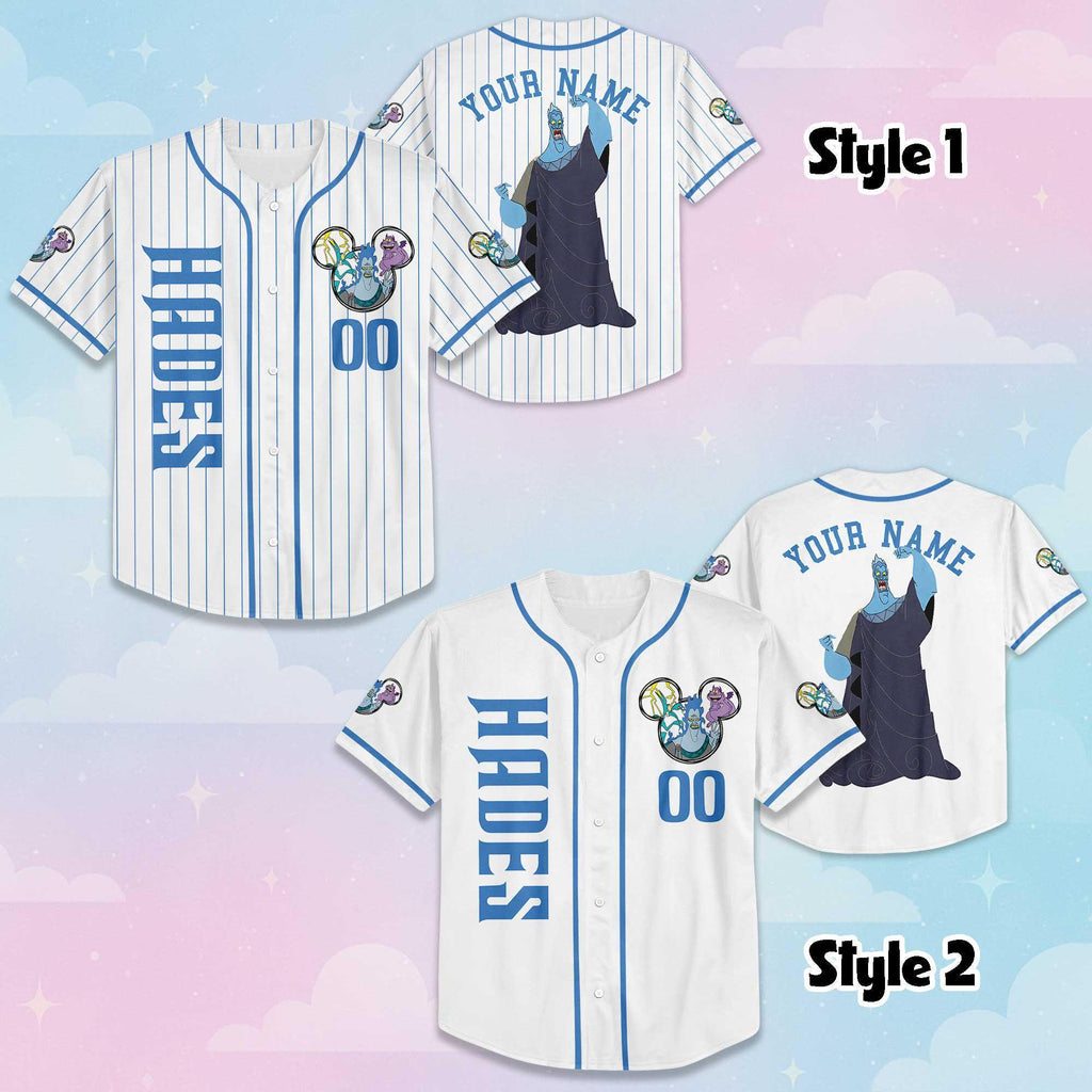 Custom Disney Villain Hades Baseball Jersey, Disney Hades Hercules Jersey, Personalized Hades Shirt, Family Matching Outfit