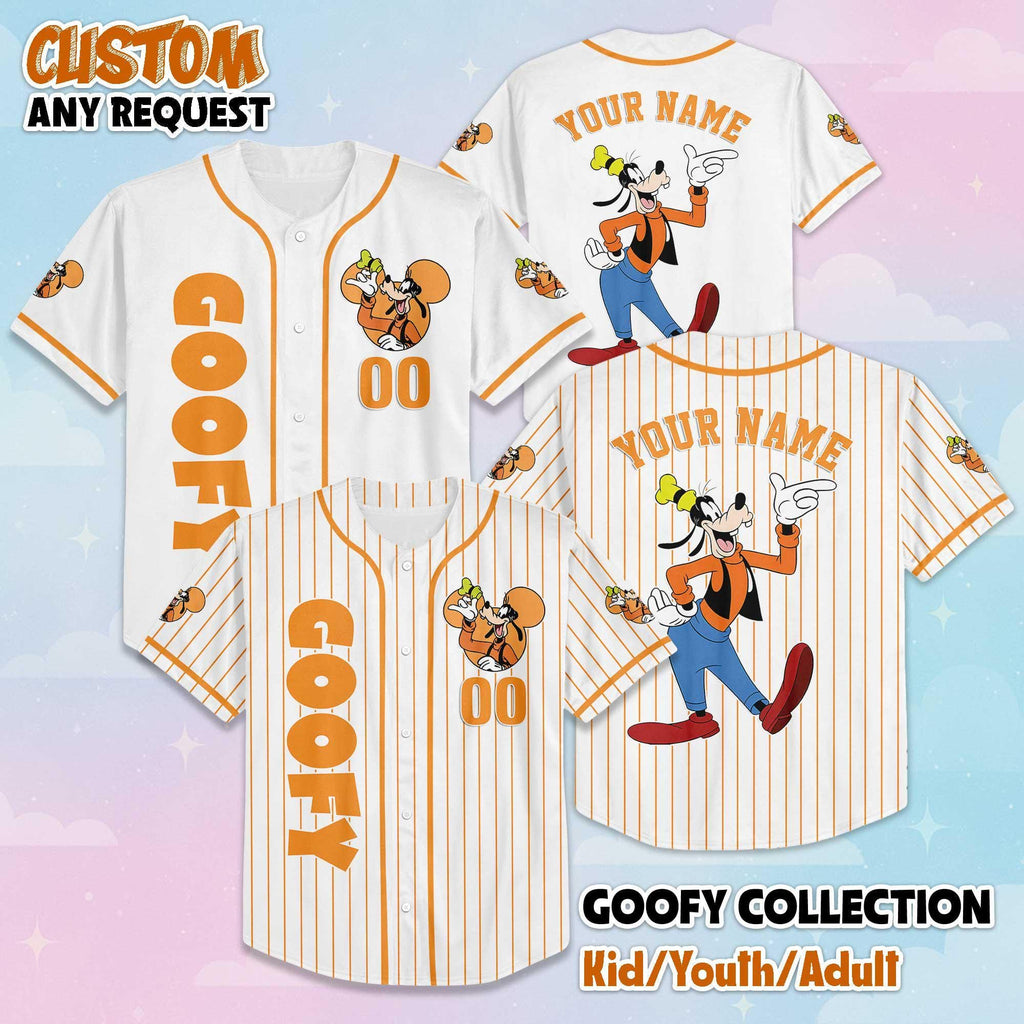 Custom Goofy Baseball Jersey, Disney Mickey and Friends Jersey, Disneyland Baseball Team Matching Outfit, Birthday Gifts
