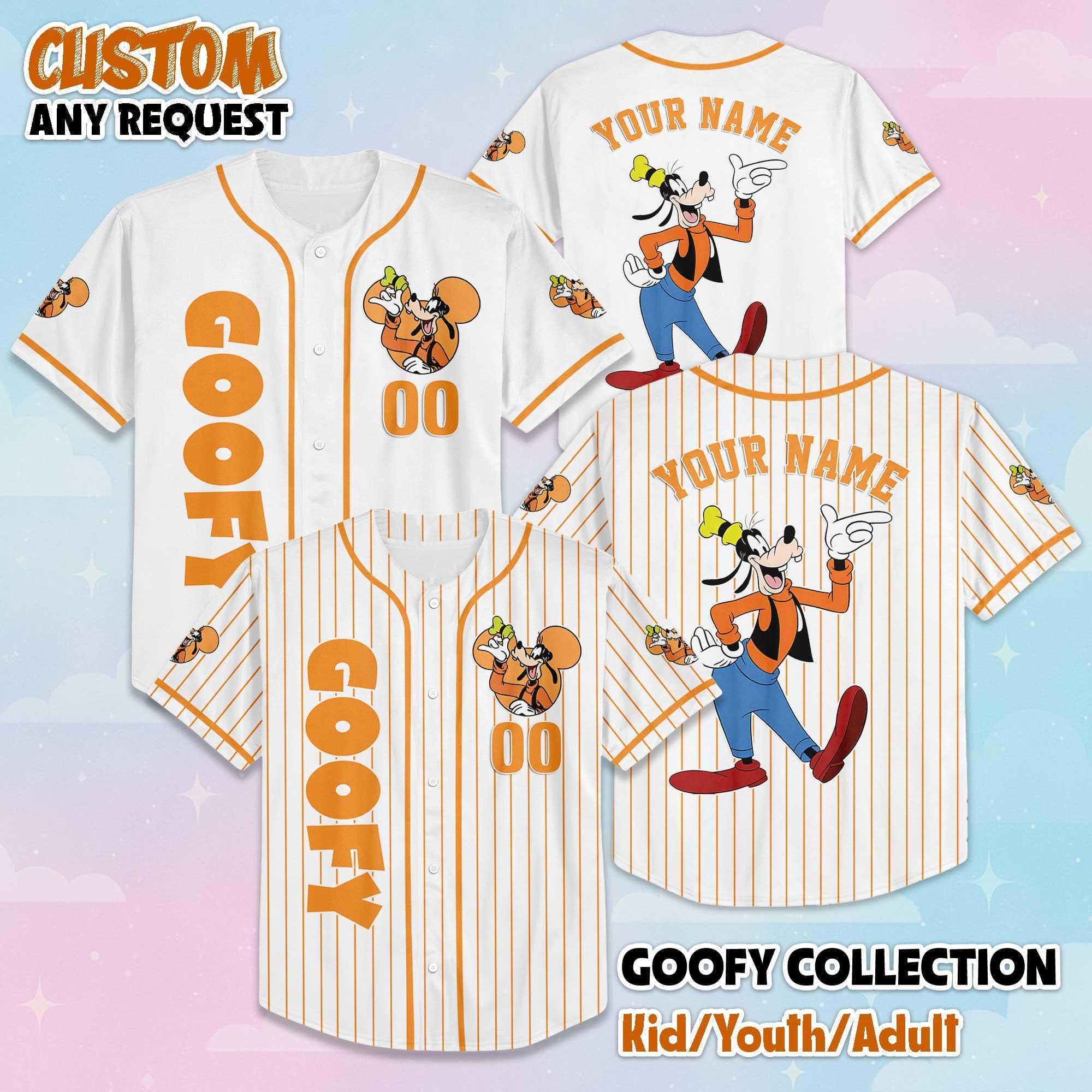 Custom Goofy Baseball Jersey, Disney Mickey and Friends Jersey, Disneyland Baseball Team Matching Outfit, Birthday Gifts