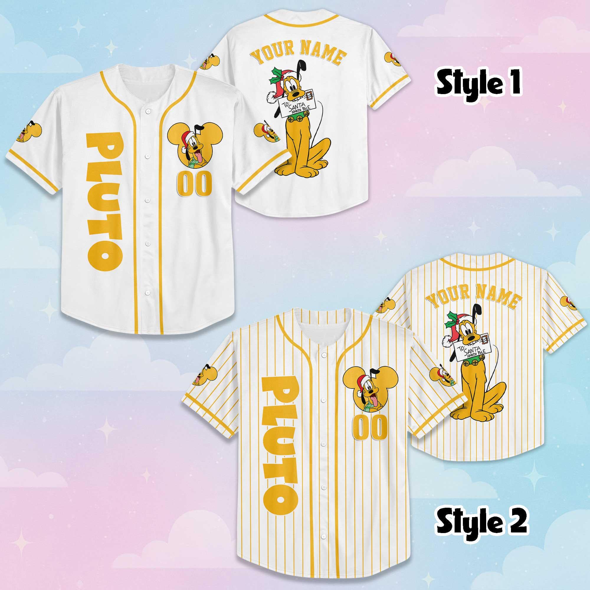 Custom Disney Pluto Baseball Jersey, Disney Mickey and Friends Jersey, Disneyland Baseball Team Matching Outfit, Birthday Gifts