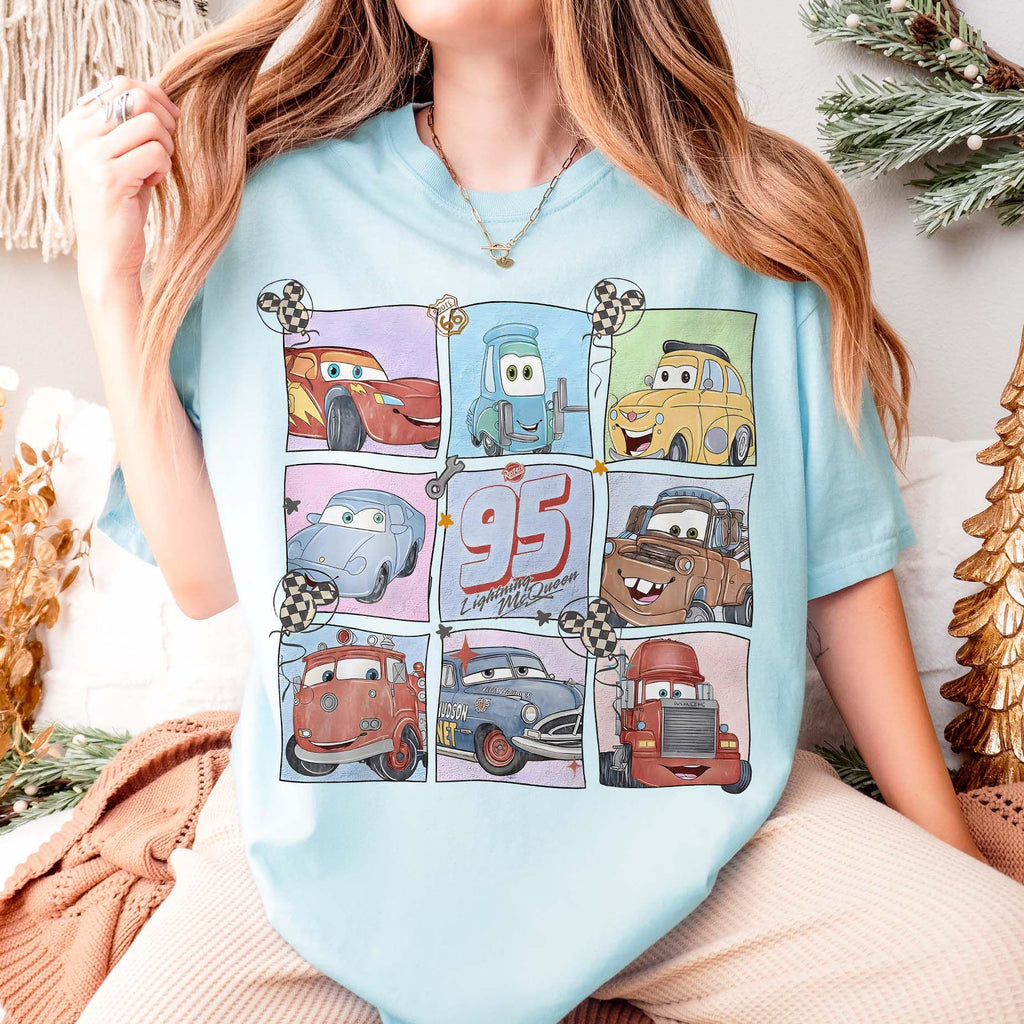 Comfort Colors® Retro Disney Pixar Cars Shirt, Lightning McQueen Shirt, Pixar Cars Group Shirt, Disney Family Vacation Trip 2026 Shirt