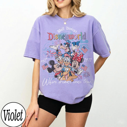 Comfort Colors Disneyworld Est 1971 Shirt, Vintage Disney Family Matching Tee, Mickey Friends Patriotic Shirt, Disney Trip 2026 Vacation Tee