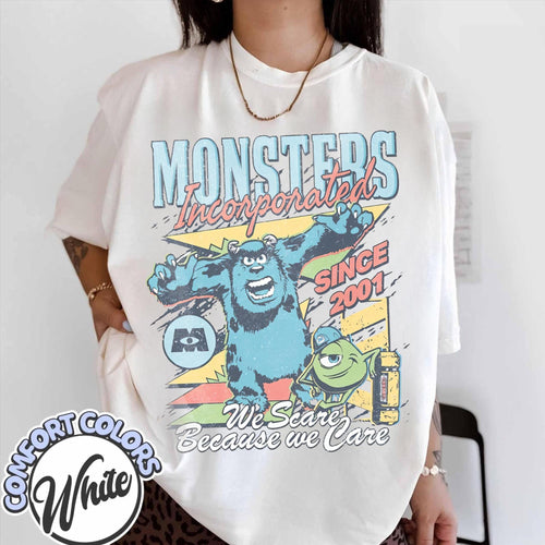 Comfort Colors Monsters Incorporated Since 2001 We Scare Because We Care T-Shirt, Disney Sulley & Mike Monster Inc Tee, Monsters University