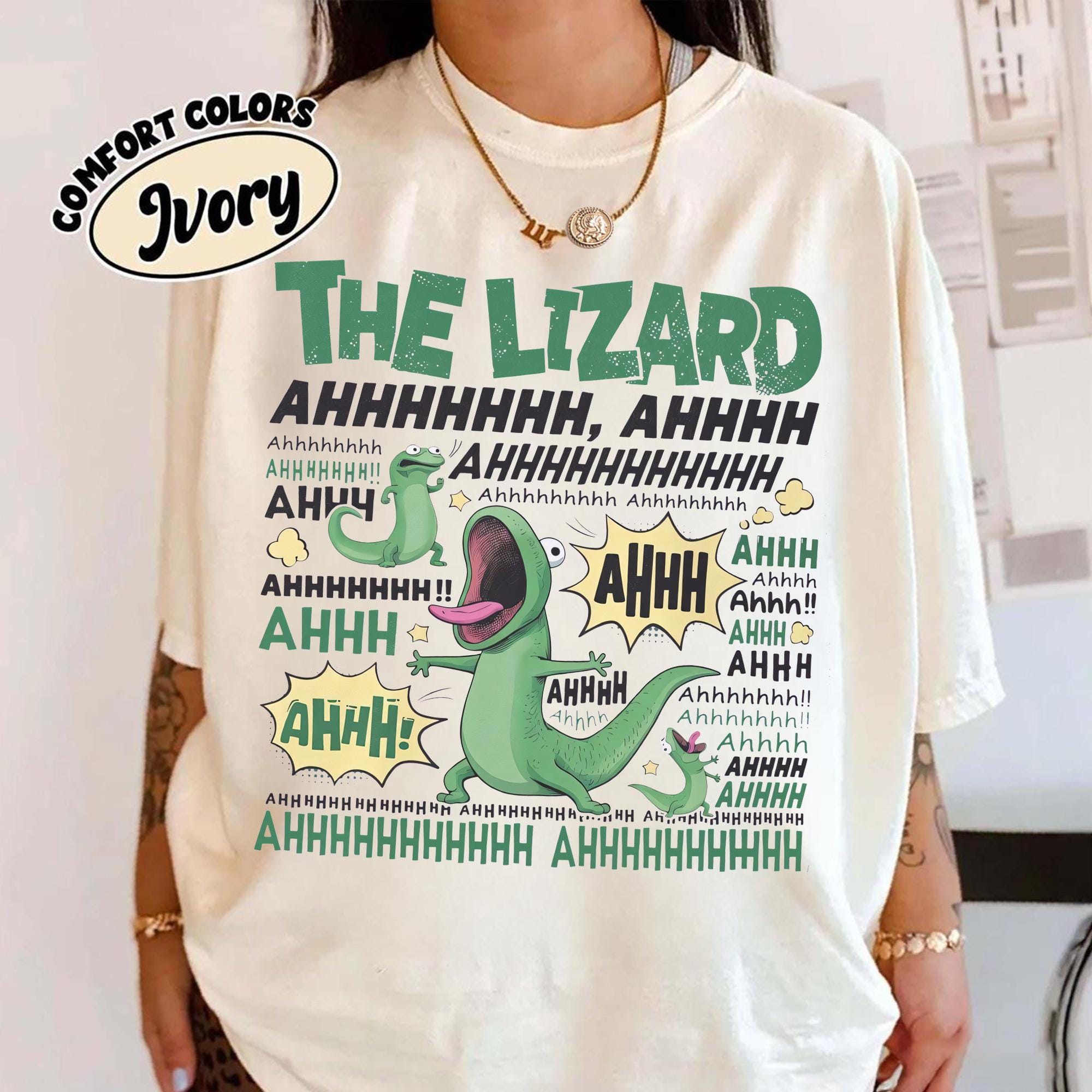 Retro The Lizard Ahhhhhh Meme Shirt Comfort Colors Tee, Vintage Lizard Lizard Lizard Famous Movie Inspired Tshirt, Funny Green Lizard Shirt