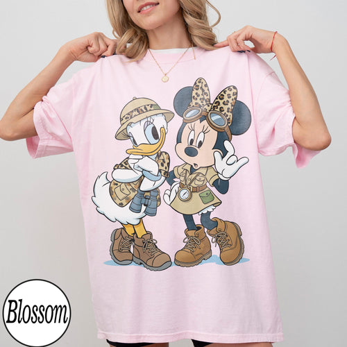 Comfort Colors Minnie Mouse And Daisy Duck Safari Mode Shirt, Disney Bestie Vacation Tee, Let's Get Wild Gift Shirt, WDW Bestie Matching Tee