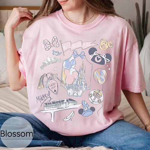 Comfort Colors Disney Magical Castle Shirt, Magic Kingdom Blue Coquette Shirt, Most Magical Place Shirt, Disneyworld Trip, Disney Castle Tee