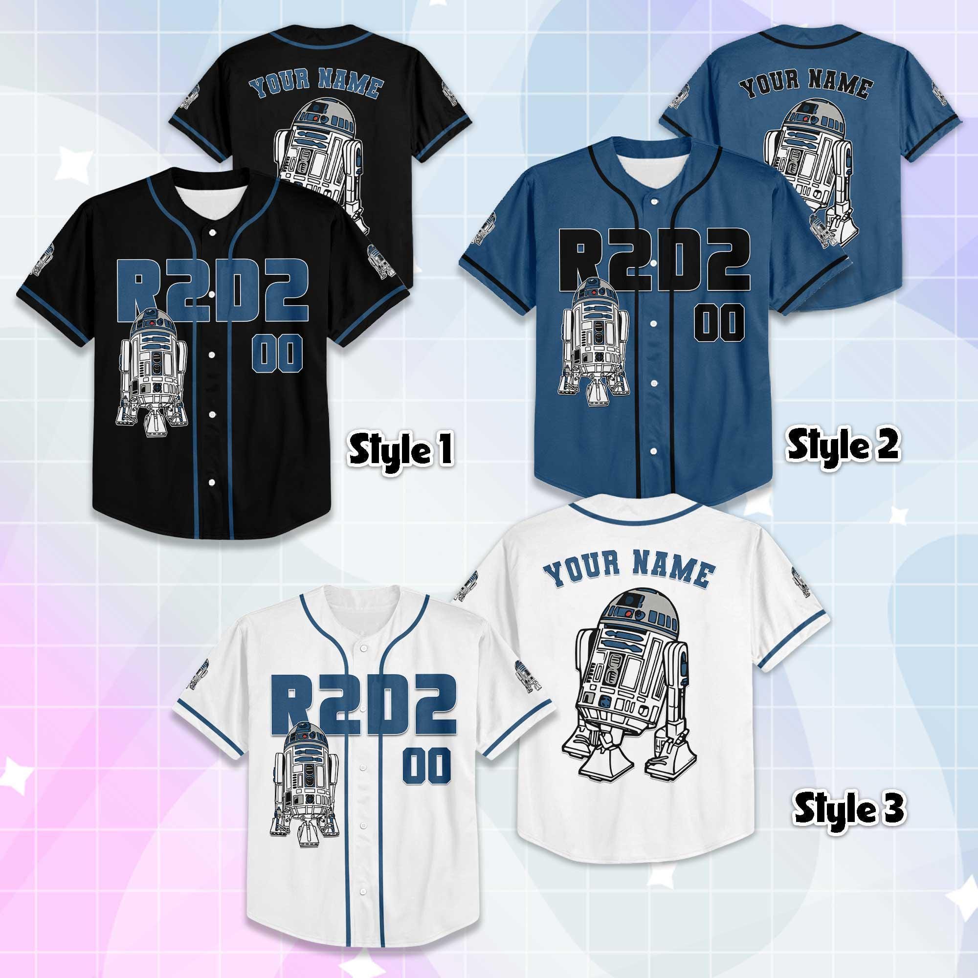 Custom R2D2 Collection Baseball Jersey, Personalized R2D2 Baseball Shirt, Matching Disney Trip Outfit, Disney Baseball Team Shirt