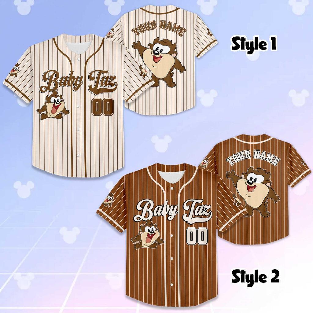 Personalized Baby Taz Baseball Jersey, Looney Tunes Cartoon Shirt