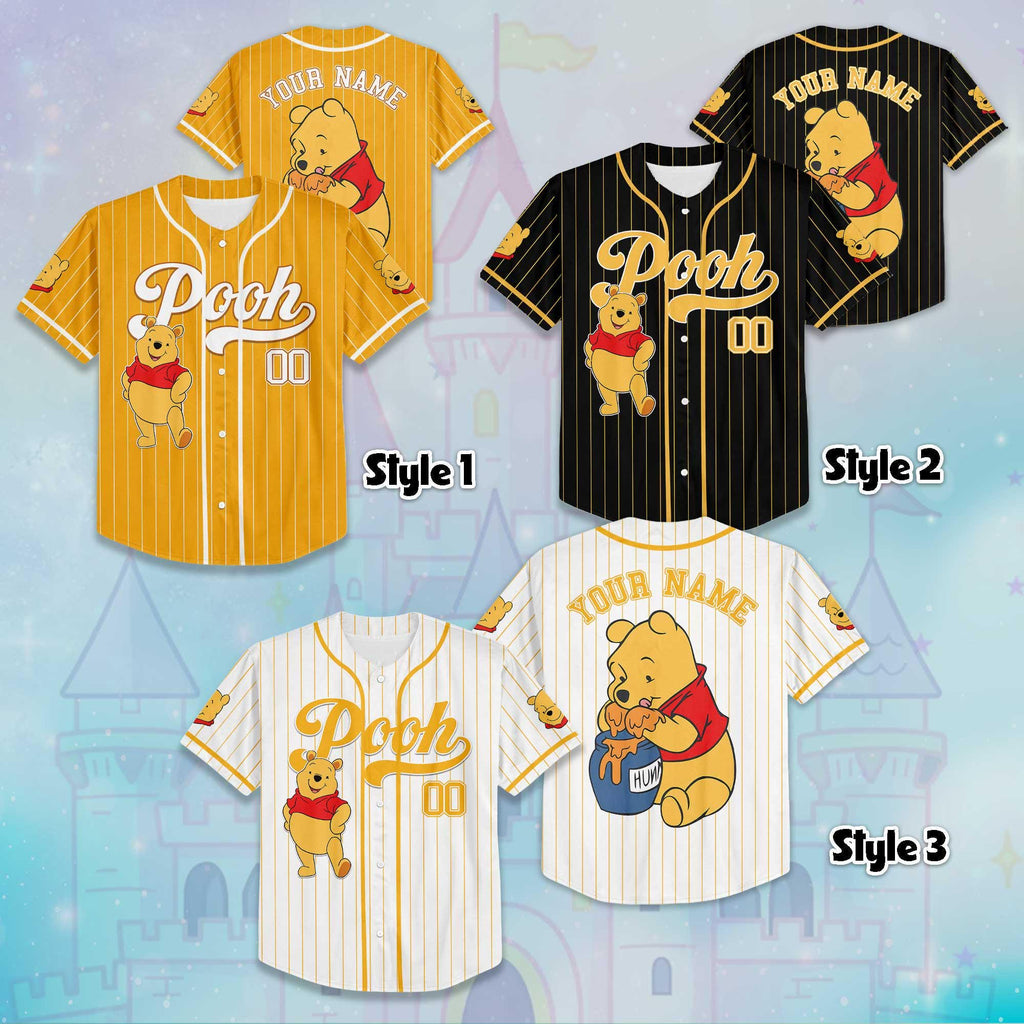 Custom Winnie the Pooh Baseball Jersey, Disney Winnie the Pooh Jersey Shirt, Disney Baseball Jersey Sports Gifts For Fans